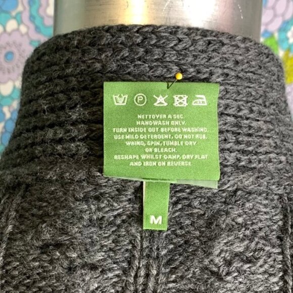 Shannon Woolen Mills Grey Merino Woo lAran Fisherman Cardigan Size:M - Picture 10 of 12